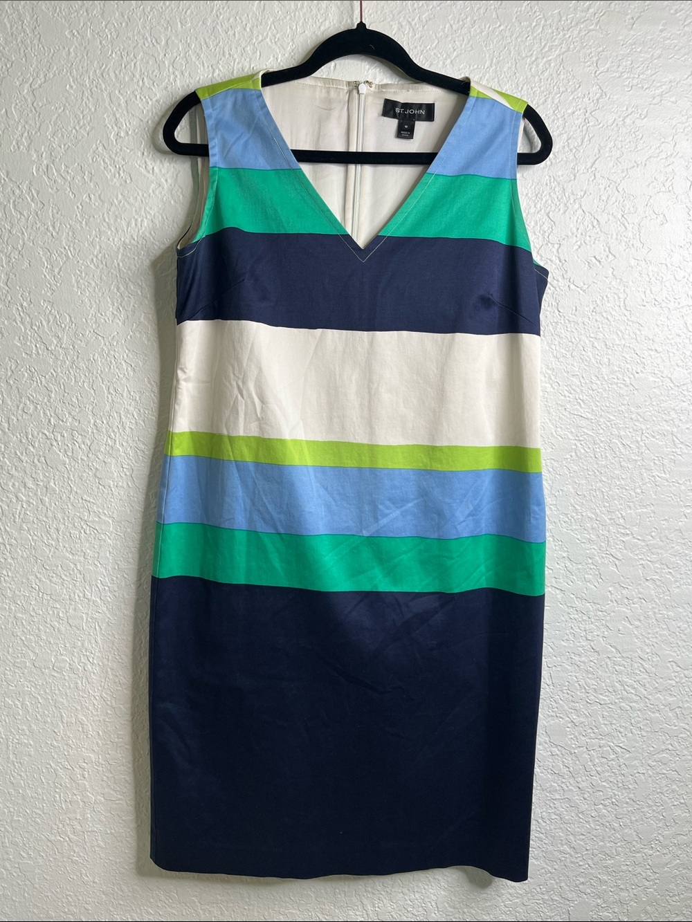 St John Striped Color Block Sheath Dress Sz 10
